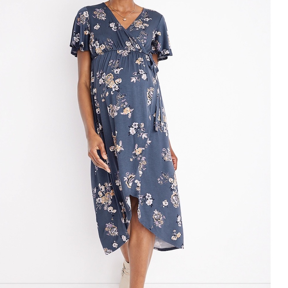 Maurice’s 24/7 Flawless High Low Nursing Friendly Maternity Midi Dress